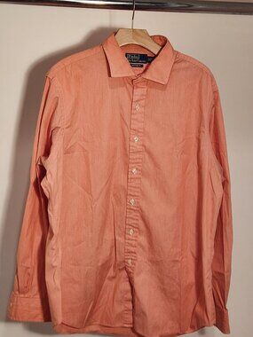 Vintage POLO RALPH LAUREN Orange DRESS Shirt Custom FitMen's Size 17 1/2", 36/37